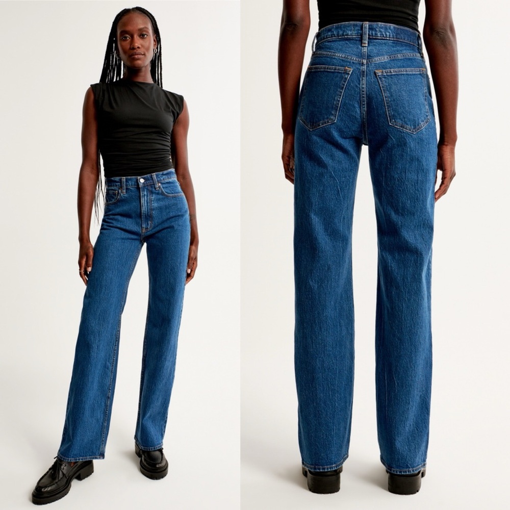 Abercrombie & Fitch Women's High Rise Jeans - Dark Blue